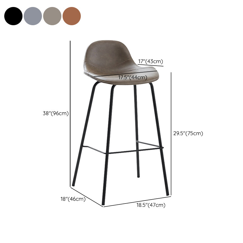 Taburete de bar moderno con respaldo, taburete de hierro con cojín de cuero para comedor
