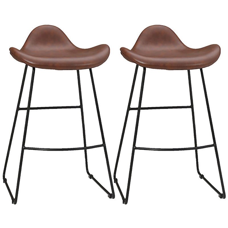Industrial Faux Leather Bar Stools Metal Barstool in Black and Brown