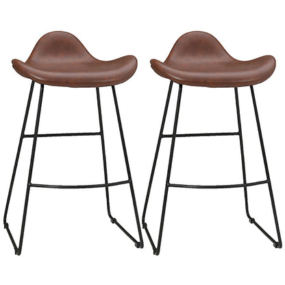 Industrial Faux Leather Bar Stools Metal Barstool in Black and Brown