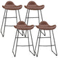 Industrial Faux Leather Bar Stools Metal Barstool in Black and Brown