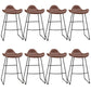 Industrial Faux Leather Bar Stools Metal Barstool in Black and Brown