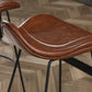 Industrial Faux Leather Bar Stools Metal Barstool in Black and Brown