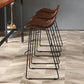 Industrial Faux Leather Bar Stools Metal Barstool in Black and Brown