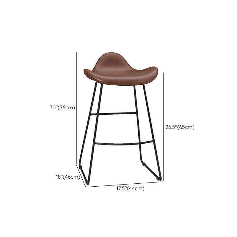 Industrial Faux Leather Bar Stools Metal Barstool in Black and Brown