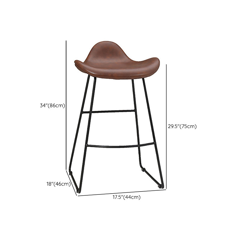 Industrial Faux Leather Bar Stools Metal Barstool in Black and Brown