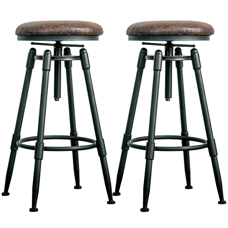 Adjustable Height Bar Stools Industrial Barstool with Metal Legs 2 Piece Set Backless Upholstered Clearhalo 'Bar Furniture' 'Bar Stools' 'bar_stools' 'furn' 'furn_bar_stools' 'Furniture' 'Kitchen & Dining Furniture' 6395722