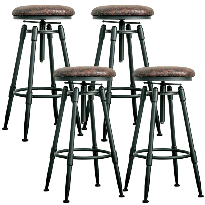 Adjustable Height Bar Stools Industrial Barstool with Metal Legs 4 Piece Set Backless Upholstered Clearhalo 'Bar Furniture' 'Bar Stools' 'bar_stools' 'furn' 'furn_bar_stools' 'Furniture' 'Kitchen & Dining Furniture' 6395724