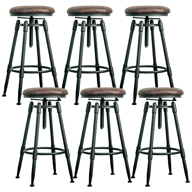 Adjustable Height Bar Stools Industrial Barstool with Metal Legs 6 Piece Set Backless Upholstered Clearhalo 'Bar Furniture' 'Bar Stools' 'bar_stools' 'furn' 'furn_bar_stools' 'Furniture' 'Kitchen & Dining Furniture' 6395725