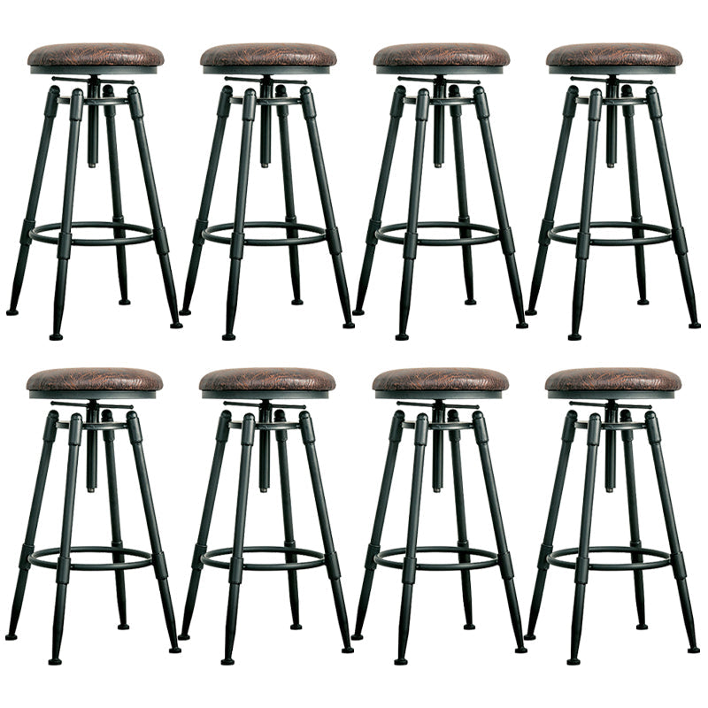 Adjustable Height Bar Stools Industrial Barstool with Metal Legs 8 Piece Set Backless Upholstered Clearhalo 'Bar Furniture' 'Bar Stools' 'bar_stools' 'furn' 'furn_bar_stools' 'Furniture' 'Kitchen & Dining Furniture' 6395728