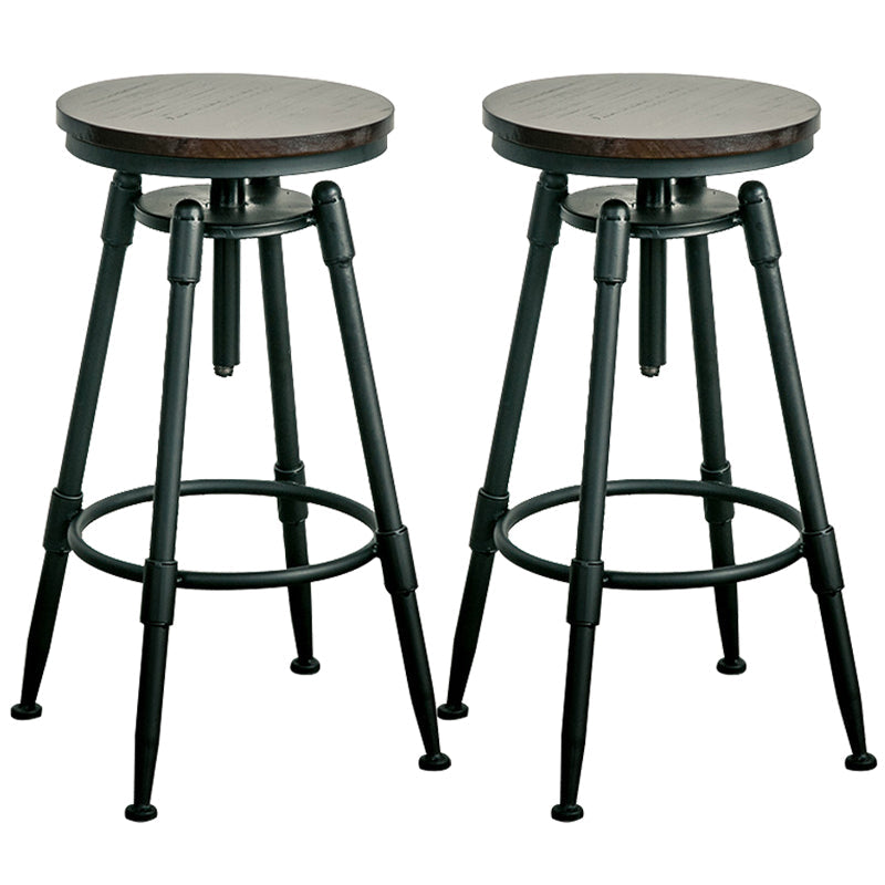 Adjustable Height Bar Stools Industrial Barstool with Metal Legs 2 Piece Set Backless Non-Upholstered Clearhalo 'Bar Furniture' 'Bar Stools' 'bar_stools' 'furn' 'furn_bar_stools' 'Furniture' 'Kitchen & Dining Furniture' 6395730
