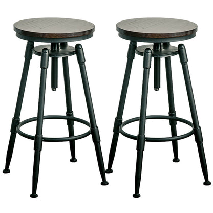 Adjustable Height Bar Stools Industrial Barstool with Metal Legs 2 Piece Set Backless Non-Upholstered Clearhalo 'Bar Furniture' 'Bar Stools' 'bar_stools' 'furn' 'furn_bar_stools' 'Furniture' 'Kitchen & Dining Furniture' 6395730