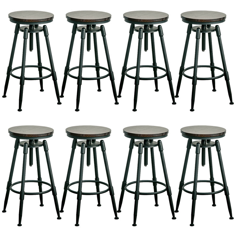 Adjustable Height Bar Stools Industrial Barstool with Metal Legs 8 Piece Set Backless Non-Upholstered Clearhalo 'Bar Furniture' 'Bar Stools' 'bar_stools' 'furn' 'furn_bar_stools' 'Furniture' 'Kitchen & Dining Furniture' 6395735