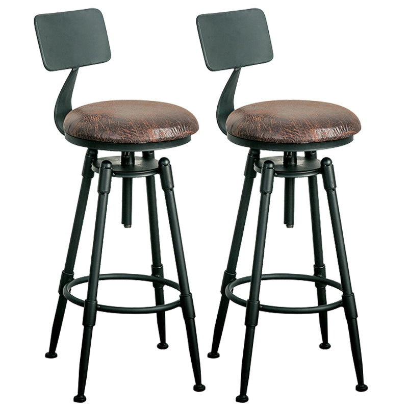 Adjustable Height Bar Stools Industrial Barstool with Metal Legs 2 Piece Set Low Back Upholstered Clearhalo 'Bar Furniture' 'Bar Stools' 'bar_stools' 'furn' 'furn_bar_stools' 'Furniture' 'Kitchen & Dining Furniture' 6395738