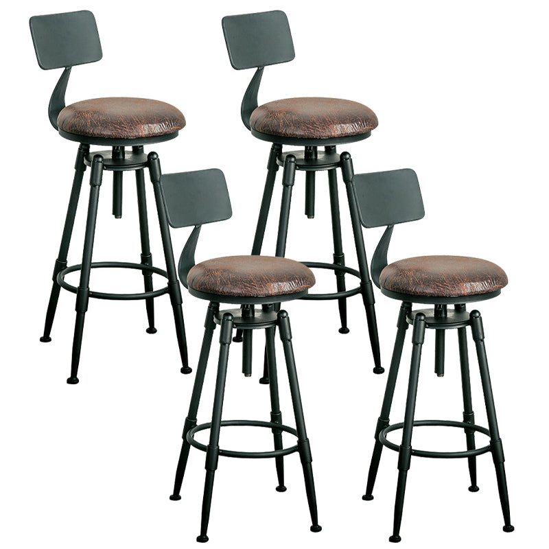 Adjustable Height Bar Stools Industrial Barstool with Metal Legs 4 Piece Set Low Back Upholstered Clearhalo 'Bar Furniture' 'Bar Stools' 'bar_stools' 'furn' 'furn_bar_stools' 'Furniture' 'Kitchen & Dining Furniture' 6395740
