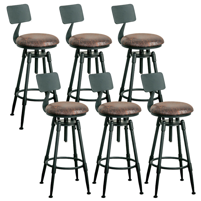 Adjustable Height Bar Stools Industrial Barstool with Metal Legs 6 Piece Set Low Back Upholstered Clearhalo 'Bar Furniture' 'Bar Stools' 'bar_stools' 'furn' 'furn_bar_stools' 'Furniture' 'Kitchen & Dining Furniture' 6395741