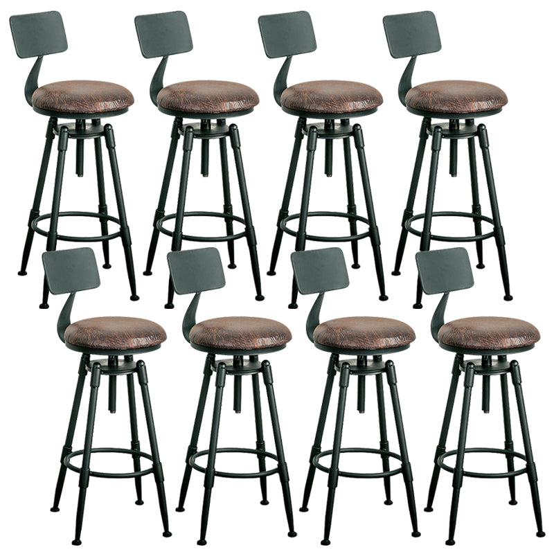 Adjustable Height Bar Stools Industrial Barstool with Metal Legs 8 Piece Set Low Back Upholstered Clearhalo 'Bar Furniture' 'Bar Stools' 'bar_stools' 'furn' 'furn_bar_stools' 'Furniture' 'Kitchen & Dining Furniture' 6395742