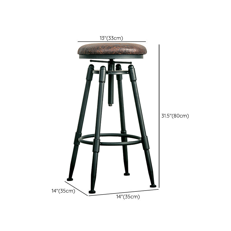 Adjustable Height Bar Stools Industrial Barstool with Metal Legs Clearhalo 'Bar Furniture' 'Bar Stools' 'bar_stools' 'furn' 'furn_bar_stools' 'Furniture' 'Kitchen & Dining Furniture' 6395747