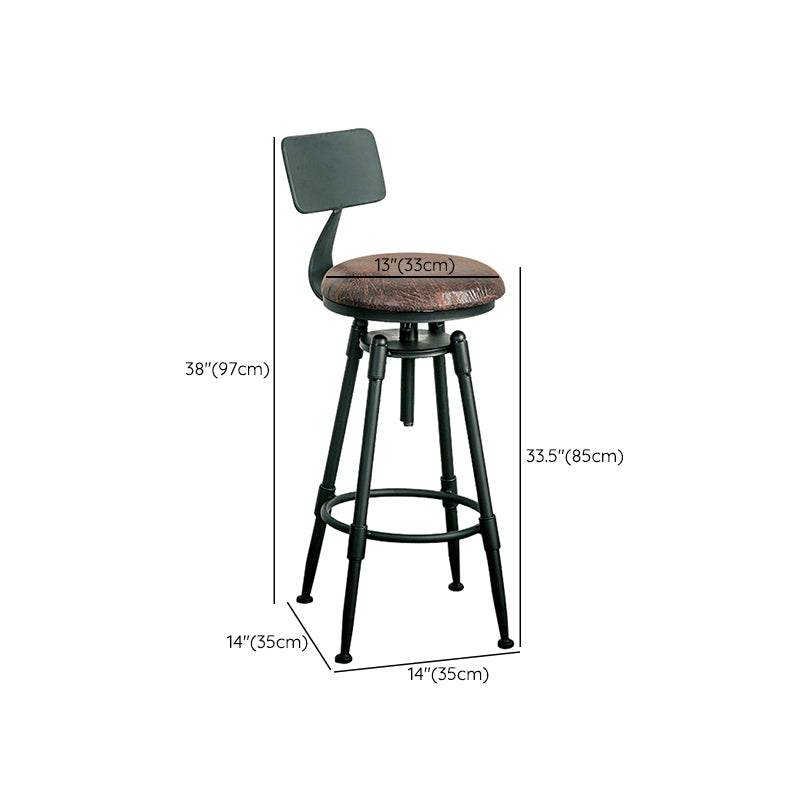 Adjustable Height Bar Stools Industrial Barstool with Metal Legs Clearhalo 'Bar Furniture' 'Bar Stools' 'bar_stools' 'furn' 'furn_bar_stools' 'Furniture' 'Kitchen & Dining Furniture' 6395748
