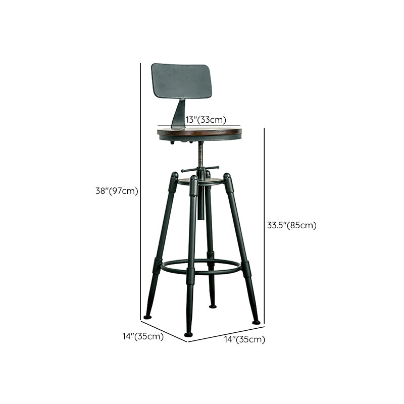 Adjustable Height Bar Stools Industrial Barstool with Metal Legs Clearhalo 'Bar Furniture' 'Bar Stools' 'bar_stools' 'furn' 'furn_bar_stools' 'Furniture' 'Kitchen & Dining Furniture' 6395750