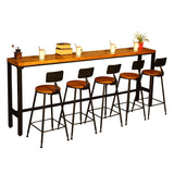 Metal Bar Stools Industrial Barstool in Black and Brown with Footrest