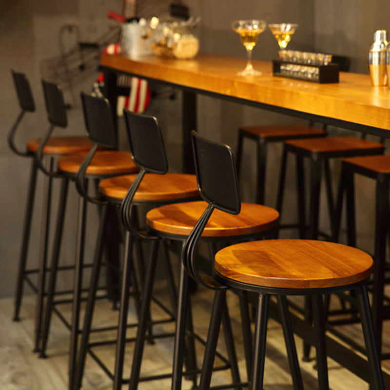 Metal Bar Stools Industrial Barstool in Black and Brown with Footrest