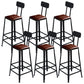 Metal Bar Stools Industrial Barstool in Black and Brown with Footrest