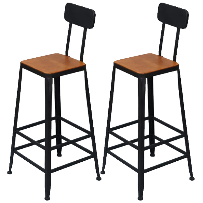 Metal Bar Stools Industrial Barstool in Black and Brown with Footrest