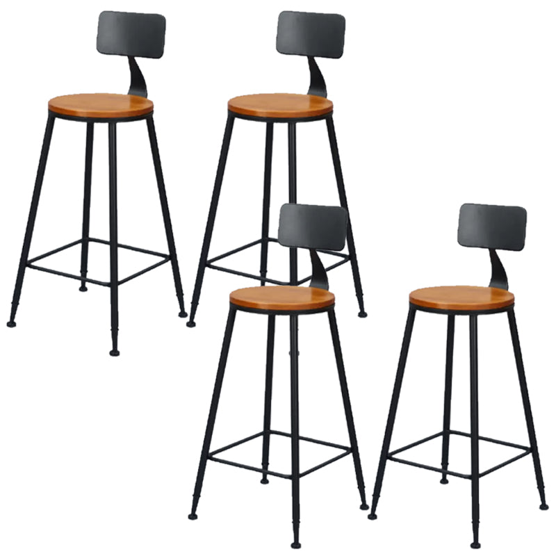 Metal Bar Stools Industrial Barstool in Black and Brown with Footrest