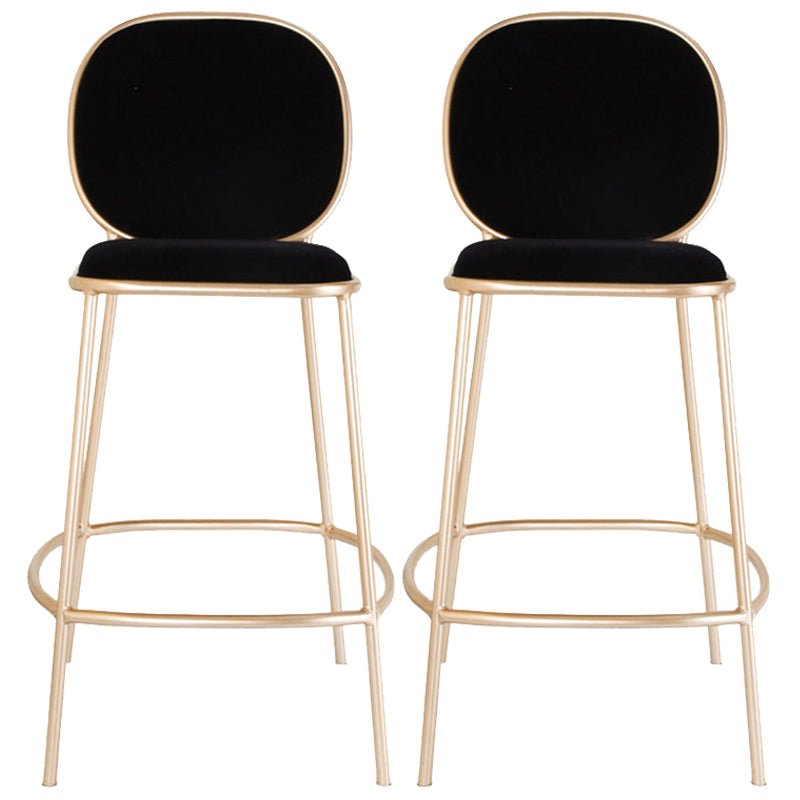 Contemporary Backrest Bar Stools Metal Barstool with Gold Legs Black 2 Piece Set Clearhalo 'Bar Furniture' 'Bar Stools' 'bar_stools' 'furn' 'furn_bar_stools' 'Furniture' 'Kitchen & Dining Furniture' 6395781