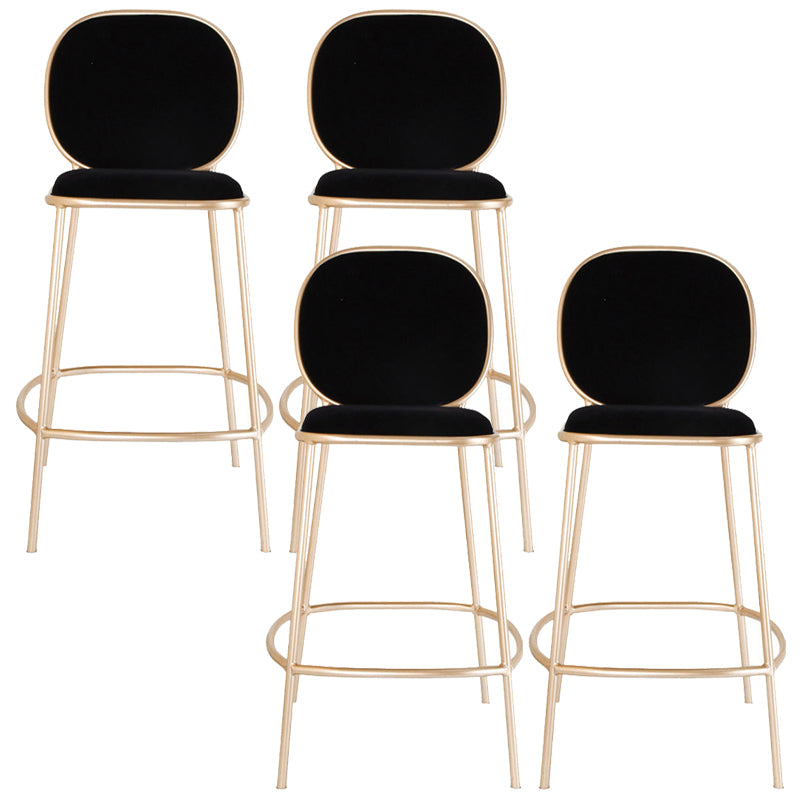 Contemporary Backrest Bar Stools Metal Barstool with Gold Legs Black 4 Piece Set Clearhalo 'Bar Furniture' 'Bar Stools' 'bar_stools' 'furn' 'furn_bar_stools' 'Furniture' 'Kitchen & Dining Furniture' 6395783