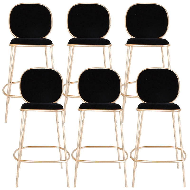 Contemporary Backrest Bar Stools Metal Barstool with Gold Legs Black 6 Piece Set Clearhalo 'Bar Furniture' 'Bar Stools' 'bar_stools' 'furn' 'furn_bar_stools' 'Furniture' 'Kitchen & Dining Furniture' 6395784
