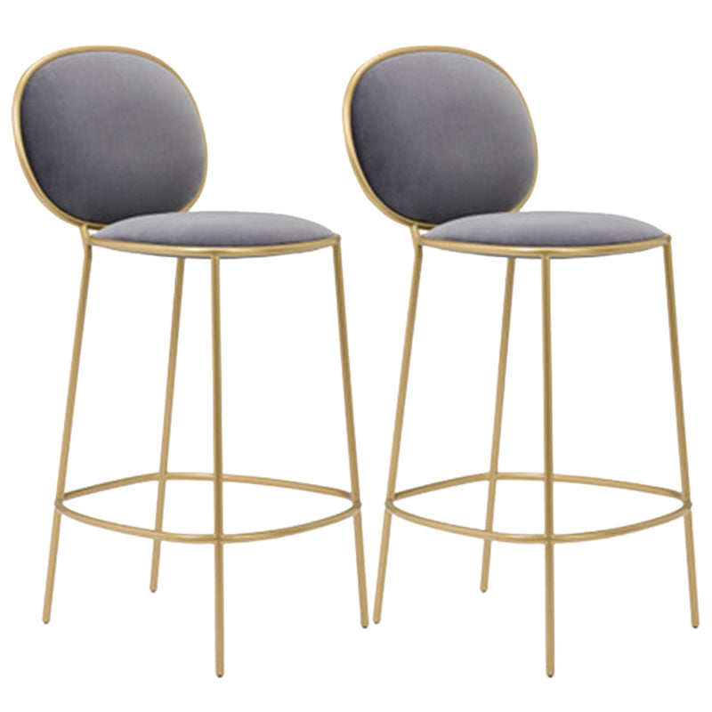Contemporary Backrest Bar Stools Metal Barstool with Gold Legs Gray 2 Piece Set Clearhalo 'Bar Furniture' 'Bar Stools' 'bar_stools' 'furn' 'furn_bar_stools' 'Furniture' 'Kitchen & Dining Furniture' 6395789