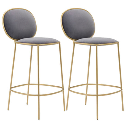 Contemporary Backrest Bar Stools Metal Barstool with Gold Legs Gray 2 Piece Set Clearhalo 'Bar Furniture' 'Bar Stools' 'bar_stools' 'furn' 'furn_bar_stools' 'Furniture' 'Kitchen & Dining Furniture' 6395789