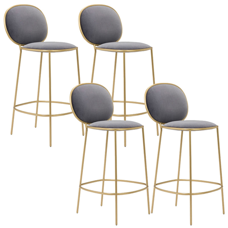 Contemporary Backrest Bar Stools Metal Barstool with Gold Legs Gray 4 Piece Set Clearhalo 'Bar Furniture' 'Bar Stools' 'bar_stools' 'furn' 'furn_bar_stools' 'Furniture' 'Kitchen & Dining Furniture' 6395790
