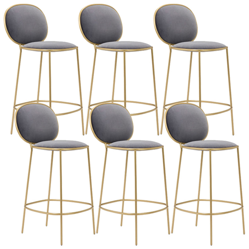 Contemporary Backrest Bar Stools Metal Barstool with Gold Legs Gray 6 Piece Set Clearhalo 'Bar Furniture' 'Bar Stools' 'bar_stools' 'furn' 'furn_bar_stools' 'Furniture' 'Kitchen & Dining Furniture' 6395791