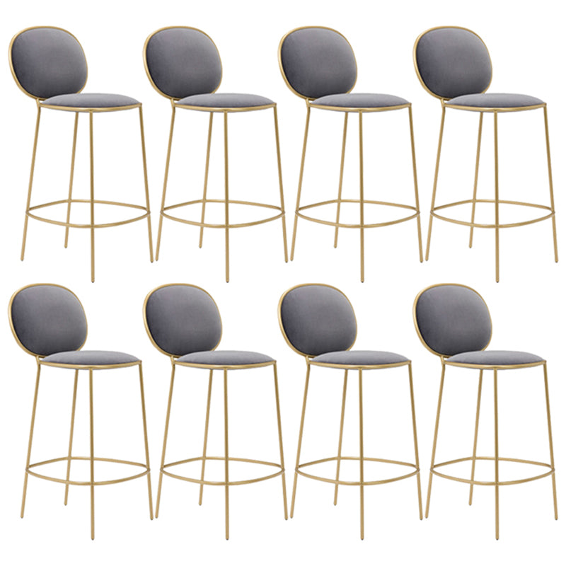 Contemporary Backrest Bar Stools Metal Barstool with Gold Legs Gray 8 Piece Set Clearhalo 'Bar Furniture' 'Bar Stools' 'bar_stools' 'furn' 'furn_bar_stools' 'Furniture' 'Kitchen & Dining Furniture' 6395792