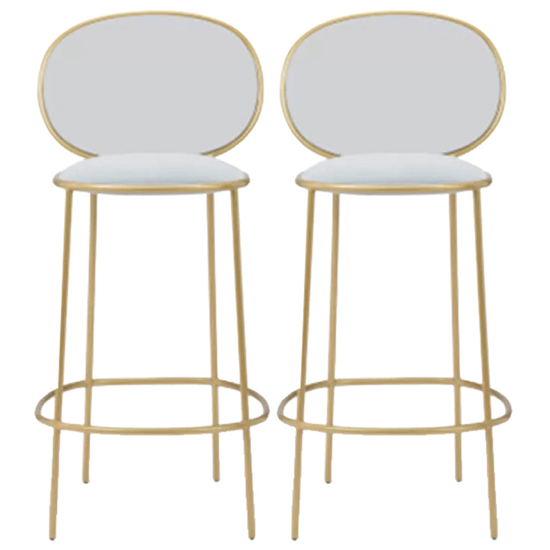 Contemporary Backrest Bar Stools Metal Barstool with Gold Legs White 2 Piece Set Clearhalo 'Bar Furniture' 'Bar Stools' 'bar_stools' 'furn' 'furn_bar_stools' 'Furniture' 'Kitchen & Dining Furniture' 6395793