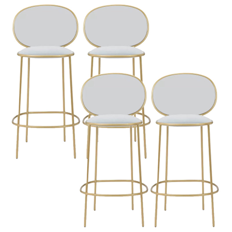 Contemporary Backrest Bar Stools Metal Barstool with Gold Legs White 4 Piece Set Clearhalo 'Bar Furniture' 'Bar Stools' 'bar_stools' 'furn' 'furn_bar_stools' 'Furniture' 'Kitchen & Dining Furniture' 6395794