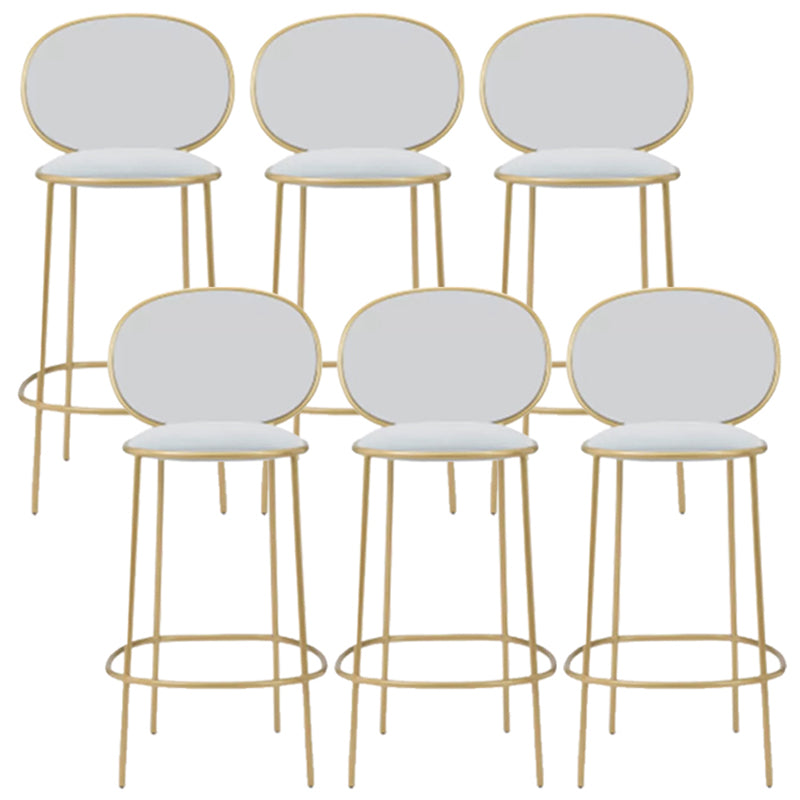 Contemporary Backrest Bar Stools Metal Barstool with Gold Legs White 6 Piece Set Clearhalo 'Bar Furniture' 'Bar Stools' 'bar_stools' 'furn' 'furn_bar_stools' 'Furniture' 'Kitchen & Dining Furniture' 6395795
