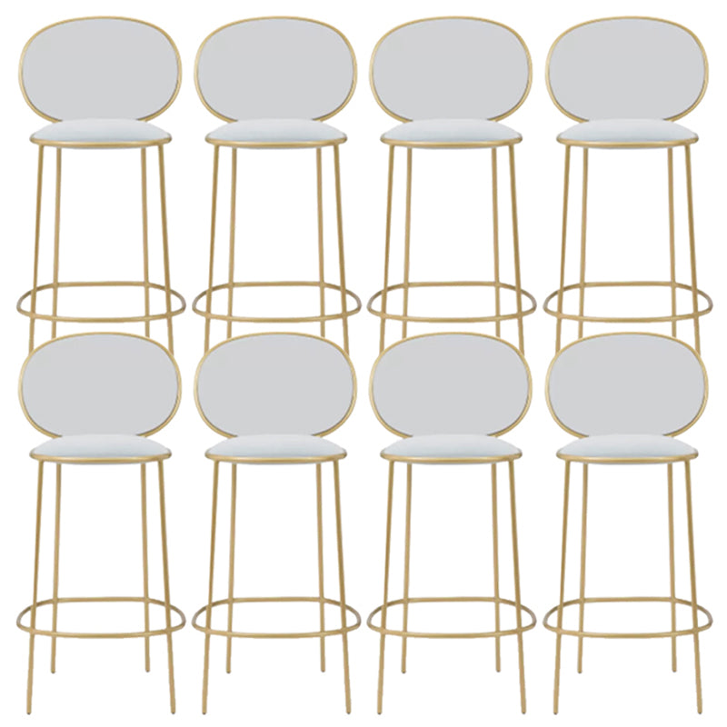 Contemporary Backrest Bar Stools Metal Barstool with Gold Legs White 8 Piece Set Clearhalo 'Bar Furniture' 'Bar Stools' 'bar_stools' 'furn' 'furn_bar_stools' 'Furniture' 'Kitchen & Dining Furniture' 6395796