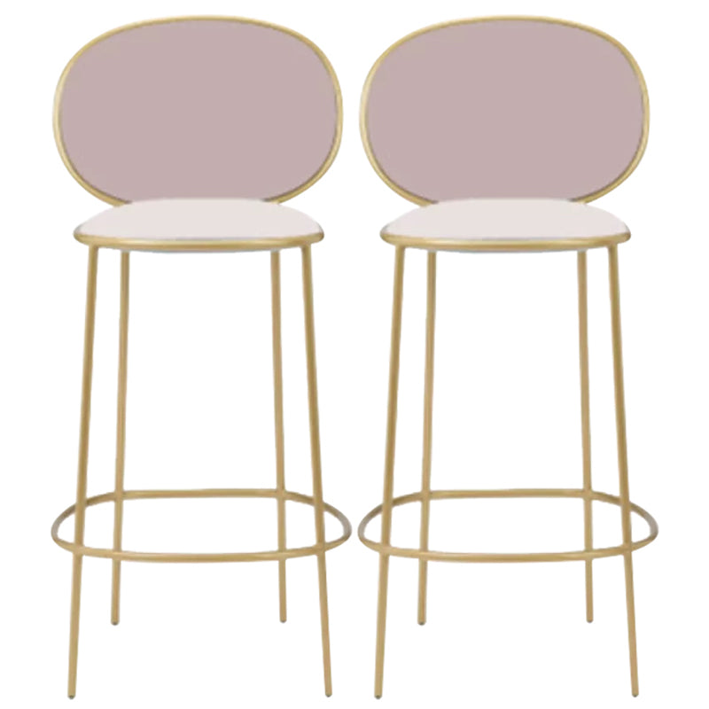Contemporary Backrest Bar Stools Metal Barstool with Gold Legs Pink 2 Piece Set Clearhalo 'Bar Furniture' 'Bar Stools' 'bar_stools' 'furn' 'furn_bar_stools' 'Furniture' 'Kitchen & Dining Furniture' 6395797