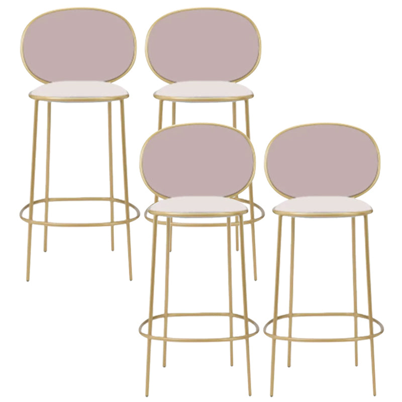 Contemporary Backrest Bar Stools Metal Barstool with Gold Legs Pink 4 Piece Set Clearhalo 'Bar Furniture' 'Bar Stools' 'bar_stools' 'furn' 'furn_bar_stools' 'Furniture' 'Kitchen & Dining Furniture' 6395798