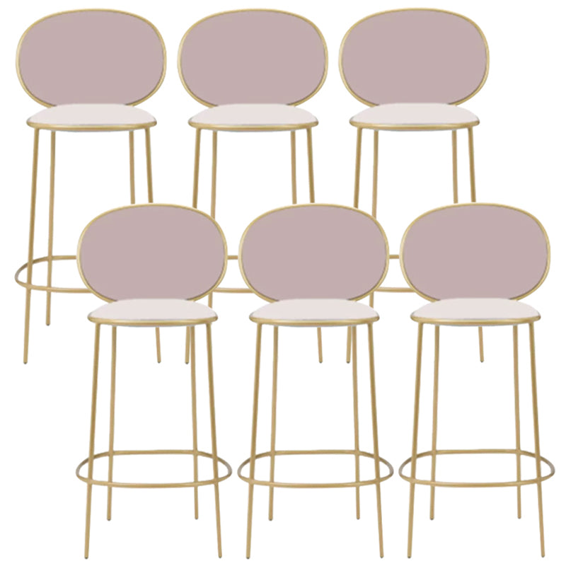 Contemporary Backrest Bar Stools Metal Barstool with Gold Legs Pink 6 Piece Set Clearhalo 'Bar Furniture' 'Bar Stools' 'bar_stools' 'furn' 'furn_bar_stools' 'Furniture' 'Kitchen & Dining Furniture' 6395799