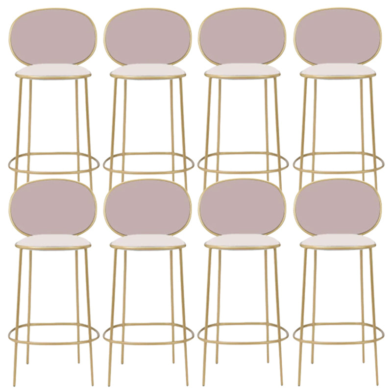 Contemporary Backrest Bar Stools Metal Barstool with Gold Legs Pink 8 Piece Set Clearhalo 'Bar Furniture' 'Bar Stools' 'bar_stools' 'furn' 'furn_bar_stools' 'Furniture' 'Kitchen & Dining Furniture' 6395800