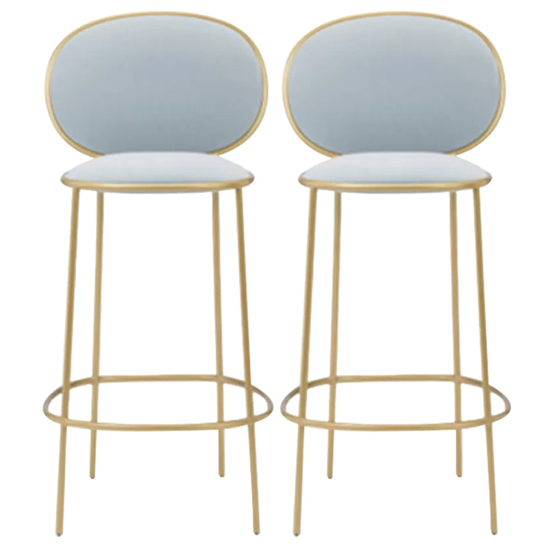 Contemporary Backrest Bar Stools Metal Barstool with Gold Legs Blue 2 Piece Set Clearhalo 'Bar Furniture' 'Bar Stools' 'bar_stools' 'furn' 'furn_bar_stools' 'Furniture' 'Kitchen & Dining Furniture' 6395801