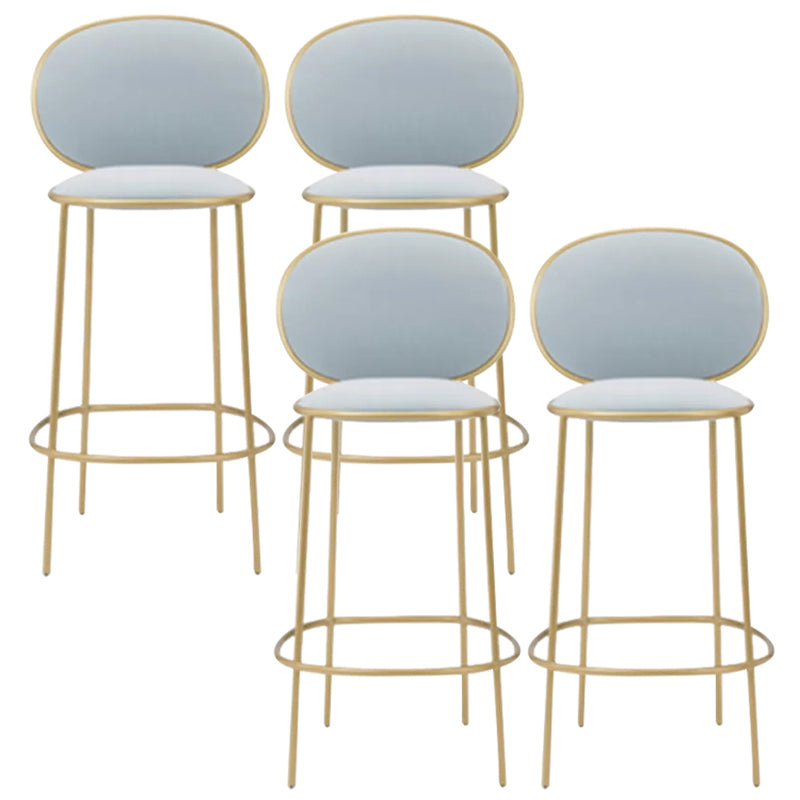 Contemporary Backrest Bar Stools Metal Barstool with Gold Legs Blue 4 Piece Set Clearhalo 'Bar Furniture' 'Bar Stools' 'bar_stools' 'furn' 'furn_bar_stools' 'Furniture' 'Kitchen & Dining Furniture' 6395802