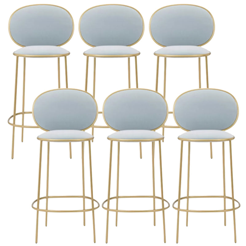 Contemporary Backrest Bar Stools Metal Barstool with Gold Legs Blue 6 Piece Set Clearhalo 'Bar Furniture' 'Bar Stools' 'bar_stools' 'furn' 'furn_bar_stools' 'Furniture' 'Kitchen & Dining Furniture' 6395803