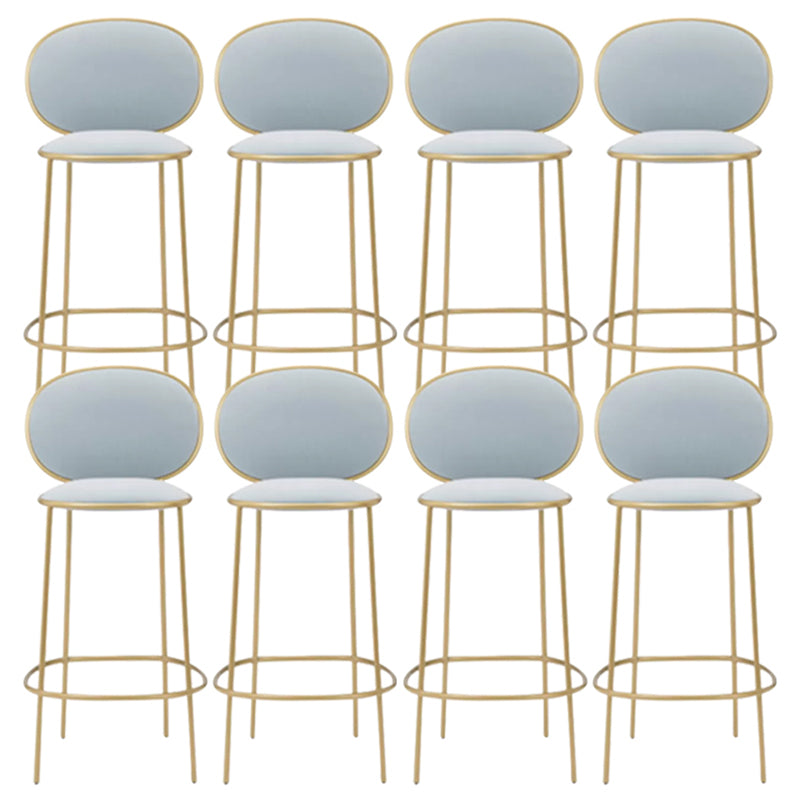 Contemporary Backrest Bar Stools Metal Barstool with Gold Legs Blue 8 Piece Set Clearhalo 'Bar Furniture' 'Bar Stools' 'bar_stools' 'furn' 'furn_bar_stools' 'Furniture' 'Kitchen & Dining Furniture' 6395804