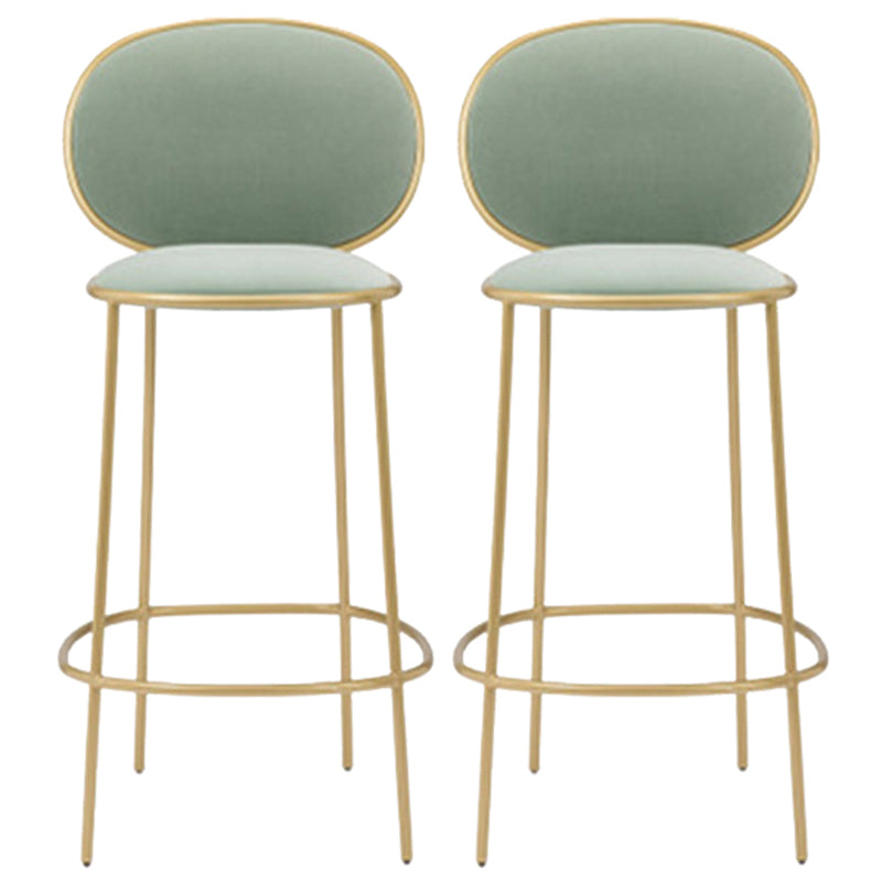 Contemporary Backrest Bar Stools Metal Barstool with Gold Legs Green 2 Piece Set Clearhalo 'Bar Furniture' 'Bar Stools' 'bar_stools' 'furn' 'furn_bar_stools' 'Furniture' 'Kitchen & Dining Furniture' 6395805