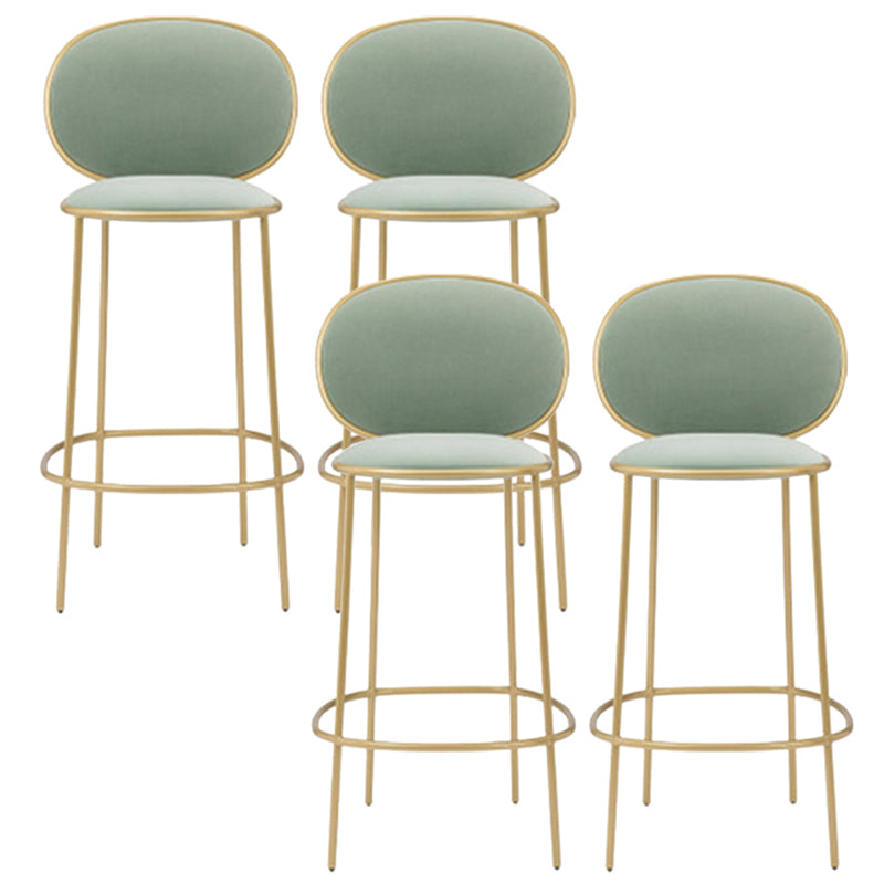 Contemporary Backrest Bar Stools Metal Barstool with Gold Legs Green 4 Piece Set Clearhalo 'Bar Furniture' 'Bar Stools' 'bar_stools' 'furn' 'furn_bar_stools' 'Furniture' 'Kitchen & Dining Furniture' 6395806